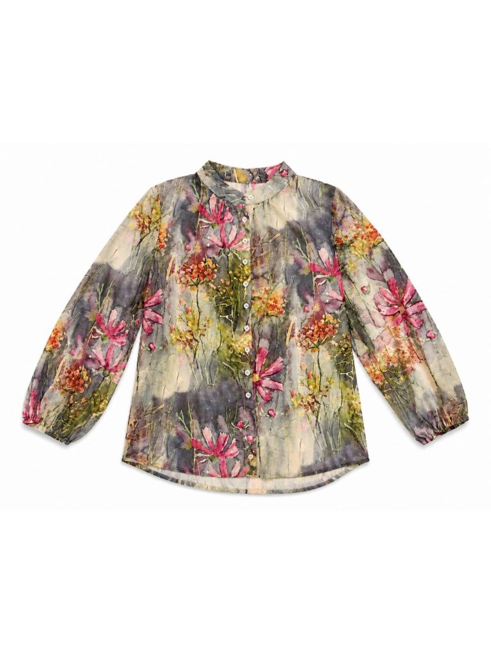 Women's Multicolor Floral Blouse XXL Lightweight Long Sleeve Boho Stretch Top - Picture 2 of 3